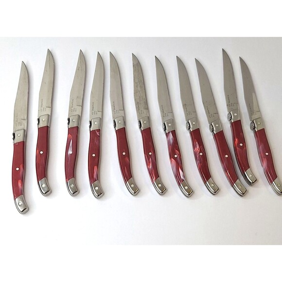 Lot of 11 WOLF GANG PUCK STEAK KNIVES MARBELED 4.5" STEAK KNIVES - Picture 1 of 4